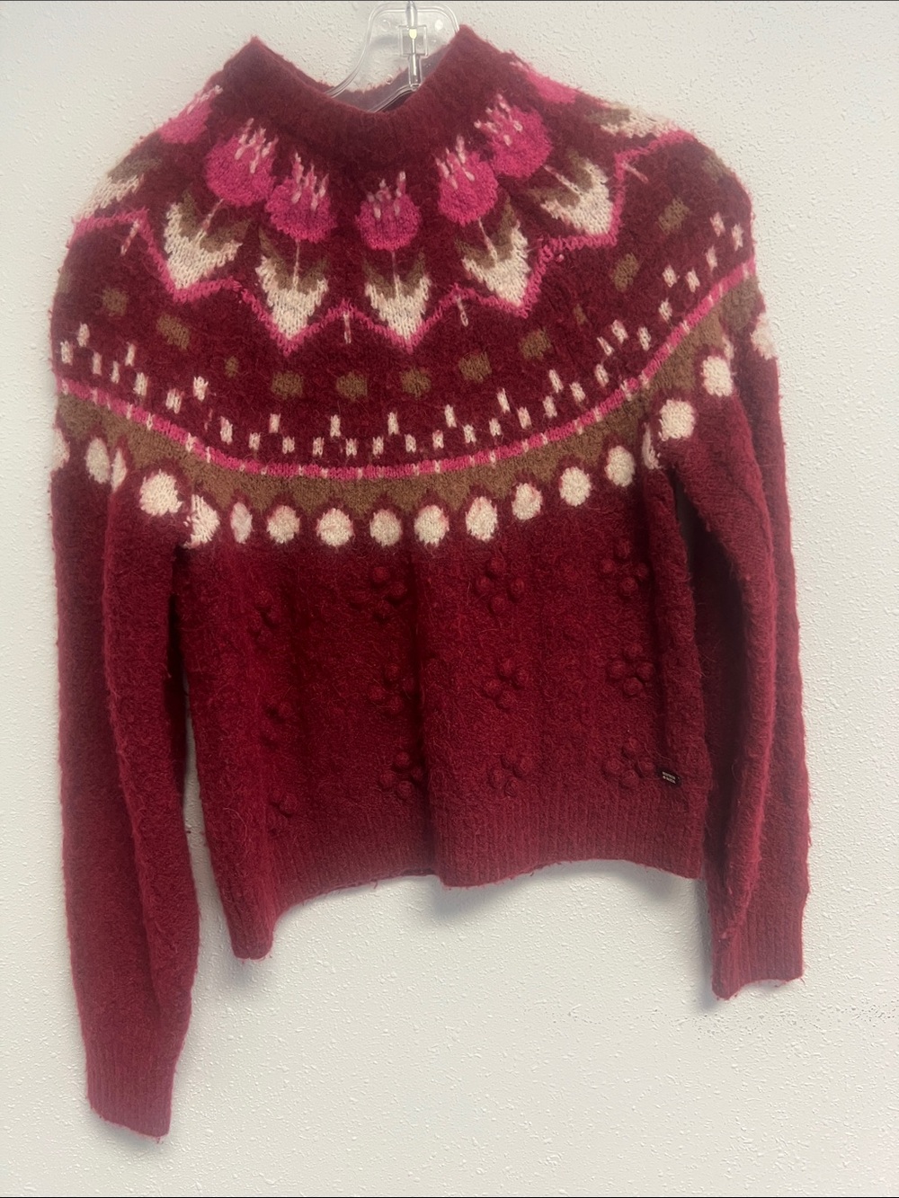 Scotch & Soda Burgundy Fair Isle Turtleneck Sweater